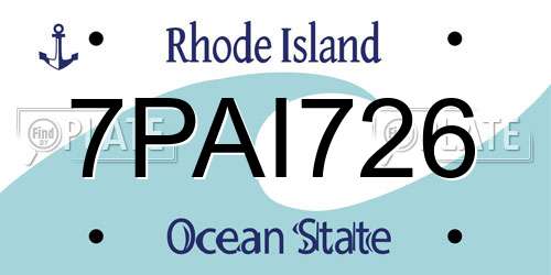 7PAI726 Rhode Island License Plate