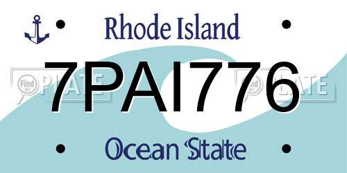 7PAI776 Rhode Island License Plate