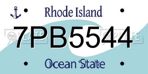 7PB5544 Rhode Island License Plate