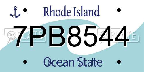 7PB8544 Rhode Island License Plate