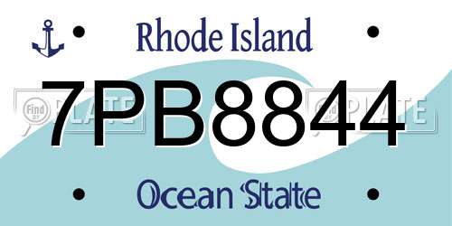 7PB8844 Rhode Island License Plate