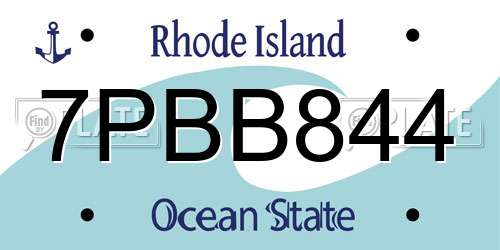 7PBB844 Rhode Island License Plate