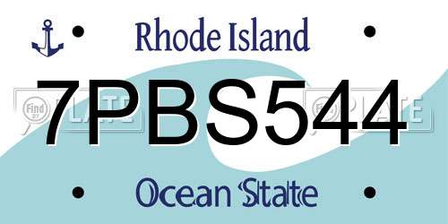 7PBS544 Rhode Island License Plate