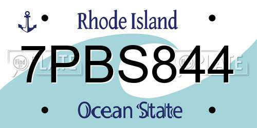 7PBS844 Rhode Island License Plate