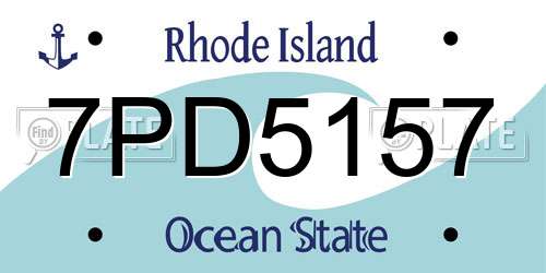 7PD5157 Rhode Island License Plate