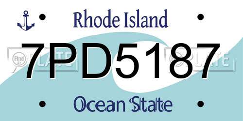 7PD5187 Rhode Island License Plate