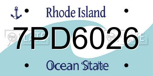 7PD6026 Rhode Island License Plate