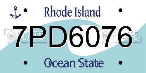 7PD6076 Rhode Island License Plate