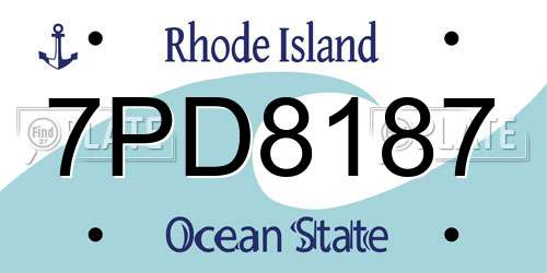 7PD8187 Rhode Island License Plate