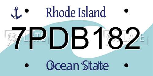 7PDB182 Rhode Island License Plate