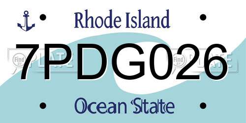 7PDG026 Rhode Island License Plate