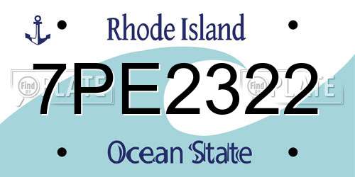 7PE2322 Rhode Island License Plate