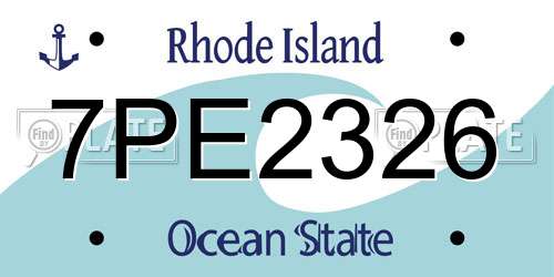 7PE2326 Rhode Island License Plate