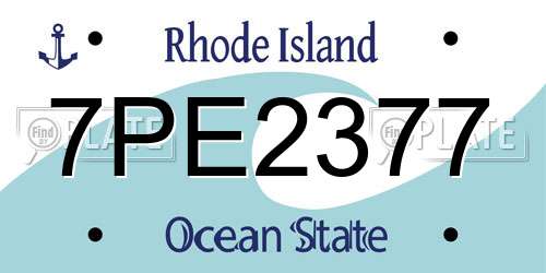 7PE2377 Rhode Island License Plate