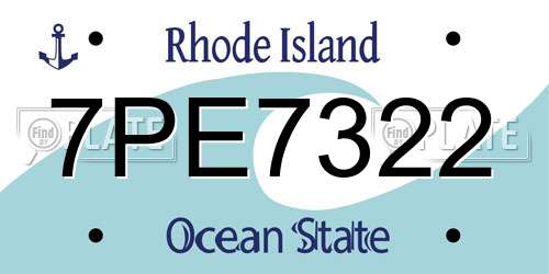 7PE7322 Rhode Island License Plate