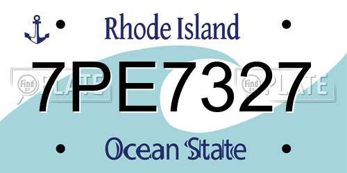 7PE7327 Rhode Island License Plate