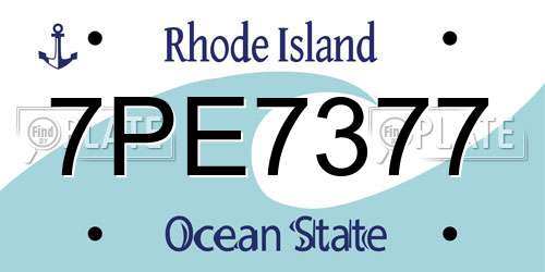7PE7377 Rhode Island License Plate