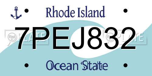 7PEJ832 Rhode Island License Plate