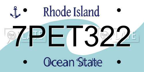 7PET322 Rhode Island License Plate