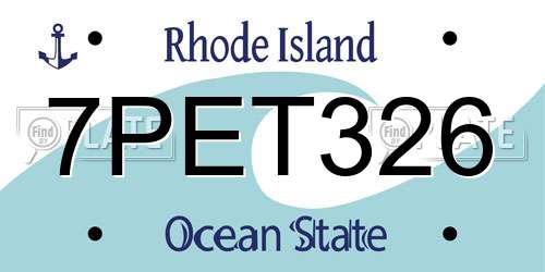 7PET326 Rhode Island License Plate