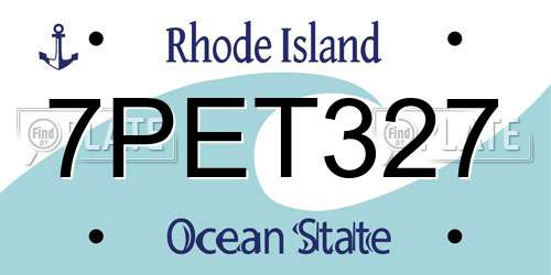 7PET327 Rhode Island License Plate