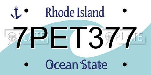 7PET377 Rhode Island License Plate