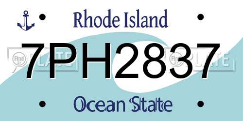 7PH2837 Rhode Island License Plate