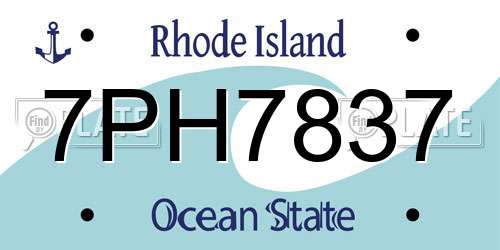 7PH7837 Rhode Island License Plate