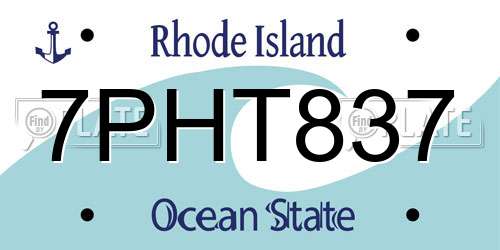 7PHT837 Rhode Island License Plate