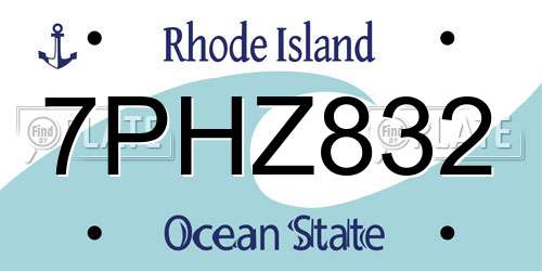 7PHZ832 Rhode Island License Plate