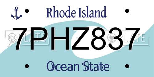 7PHZ837 Rhode Island License Plate