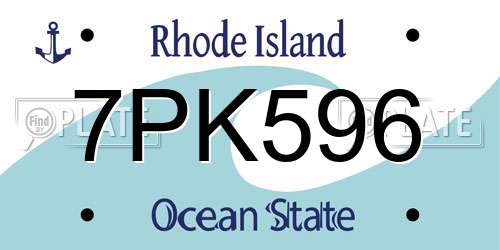 7PK596 Rhode Island License Plate