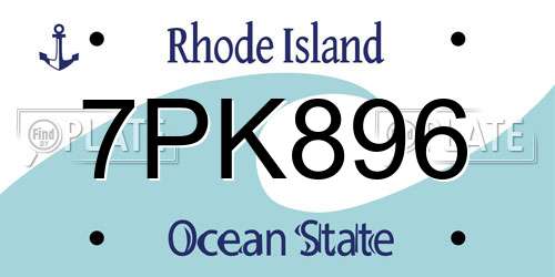 7PK896 Rhode Island License Plate