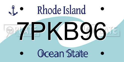 7PKB96 Rhode Island License Plate