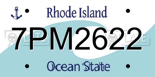 7PM2622 Rhode Island License Plate