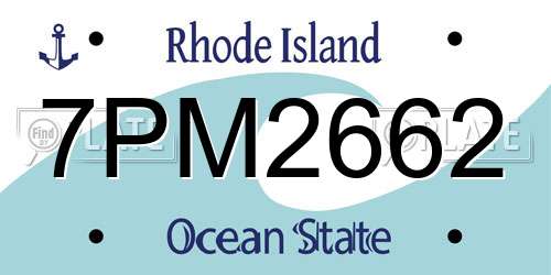 7PM2662 Rhode Island License Plate