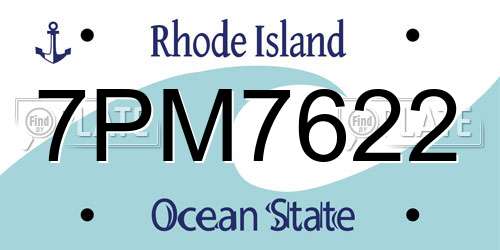 7PM7622 Rhode Island License Plate