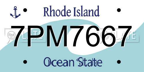 7PM7667 Rhode Island License Plate