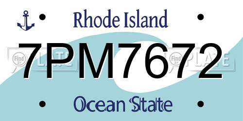7PM7672 Rhode Island License Plate