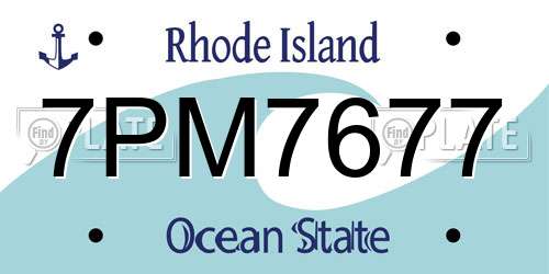7PM7677 Rhode Island License Plate