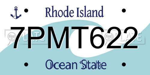 7PMT622 Rhode Island License Plate