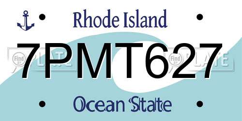 7PMT627 Rhode Island License Plate