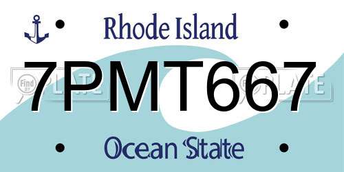 7PMT667 Rhode Island License Plate