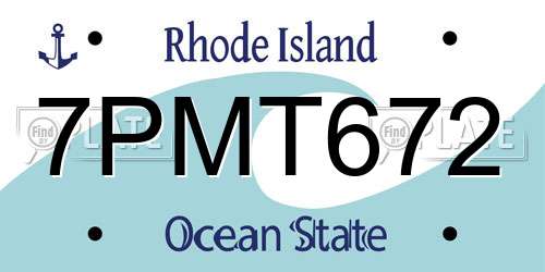 7PMT672 Rhode Island License Plate