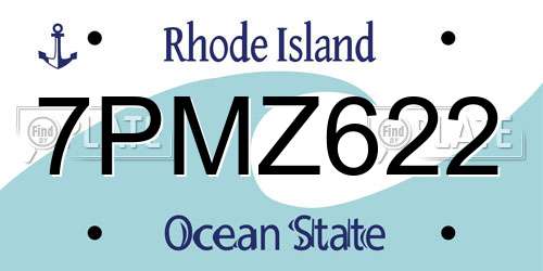 7PMZ622 Rhode Island License Plate
