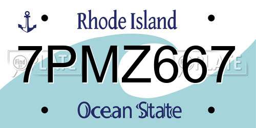 7PMZ667 Rhode Island License Plate