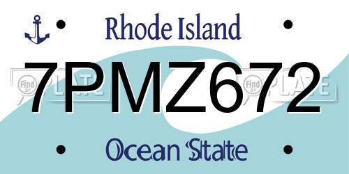 7PMZ672 Rhode Island License Plate