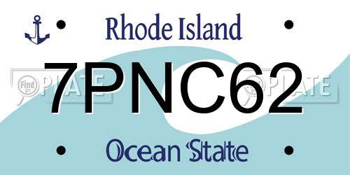7PNC62 Rhode Island License Plate