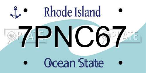 7PNC67 Rhode Island License Plate