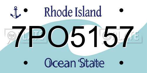 7PO5157 Rhode Island License Plate